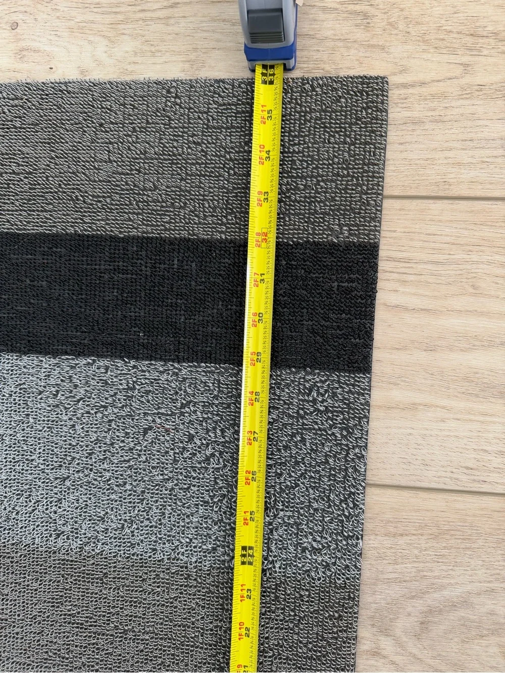 Gray Striped Non-Slip indoor or outdoor rug.
